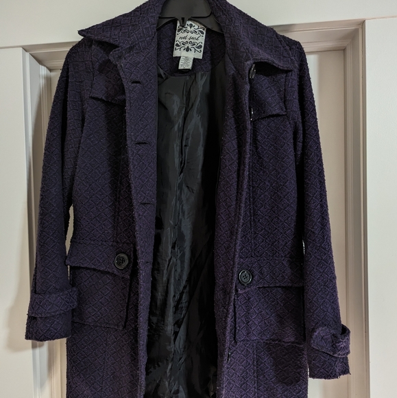 Purple Patterned Trench Coat - Picture 2 of 6